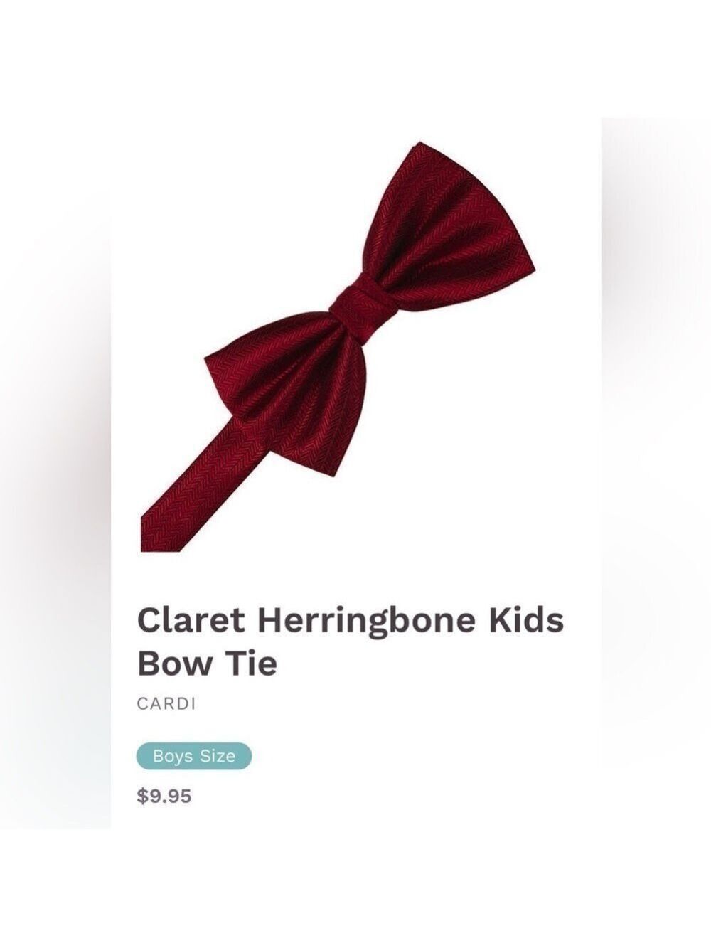 Claret Apple Red Wedding Tuxedo Pre Tied clip Bow tie bowtie boys herringbone